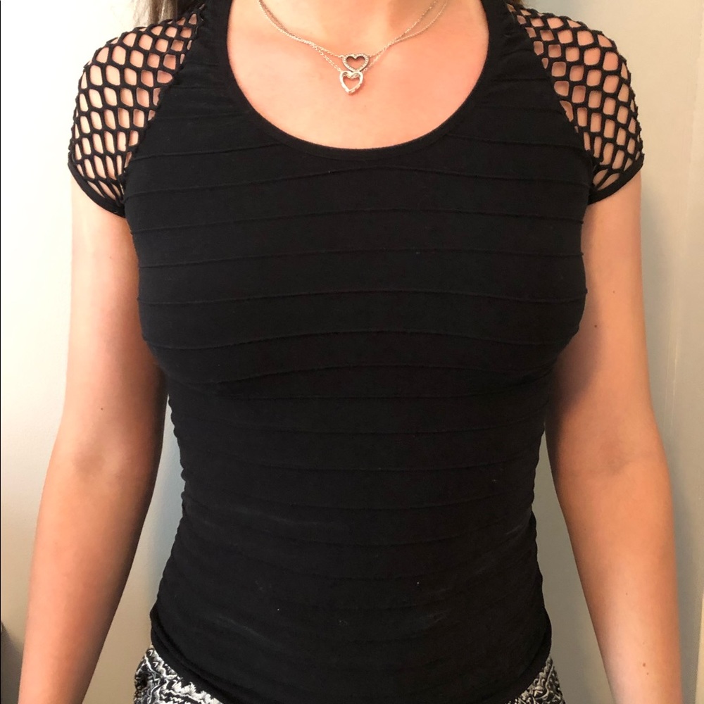 Fishnet shoulder top
